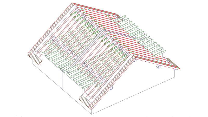 Dachstuhl_Doppelhaus_Profilschalung